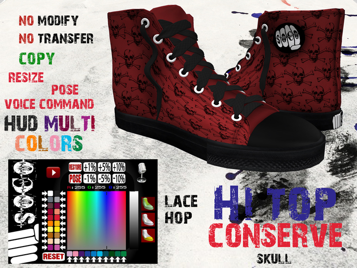 [ SOCO ] Hi Top Conserve Sneakers Skull II