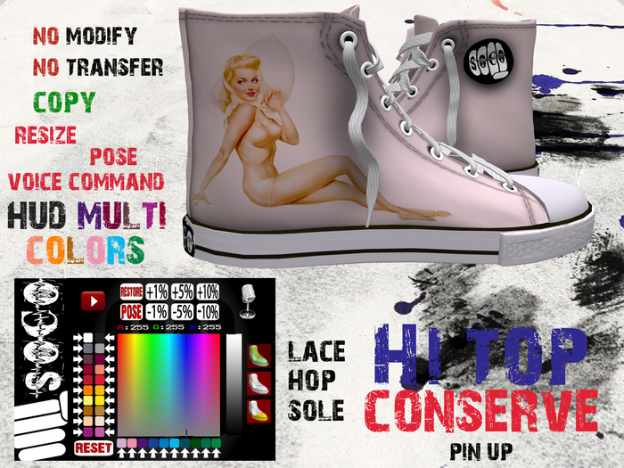 [ SOCO ] Hi Top Conserve Sneakers Pin Up II