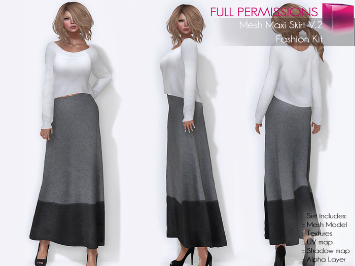 Full Perm Rigged Mesh Maxi Skirt V.2 - Fashion Kit