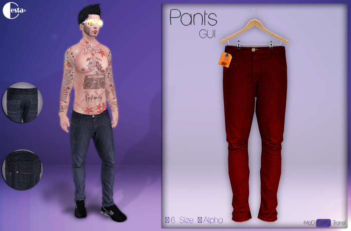 " Pants Gui " -Skinny- RED