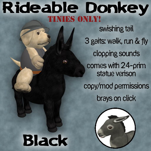 Rideable Donkey for Tinies - Black