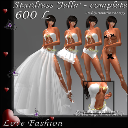 *Szen* Star dress 'Jella' White - complete