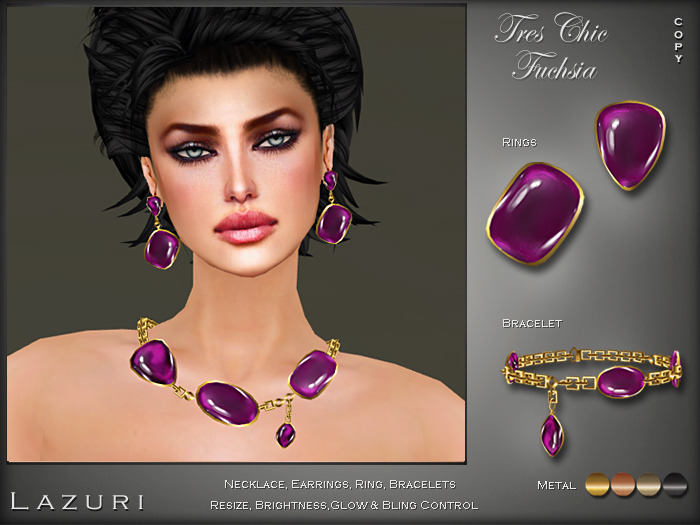 [< Lazuri >] Tres Chic Jewelry Set Fuchsia - SALE