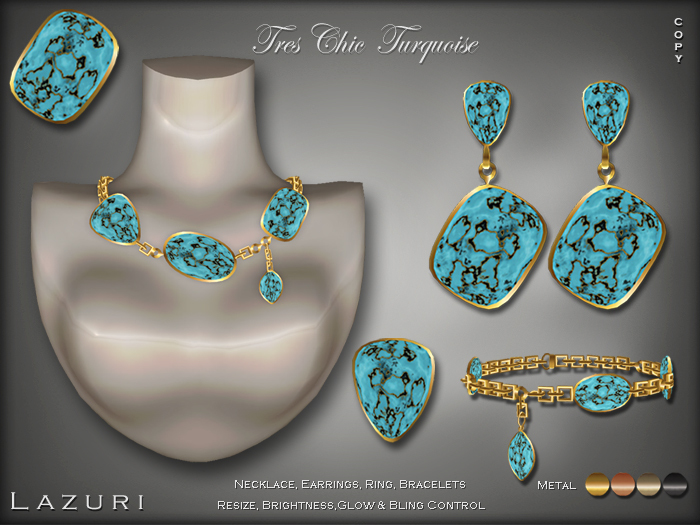 [< Lazuri >] Tres Chic Jewelry Set Turquoise - SALE
