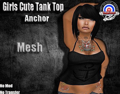 [UnderDogs] - Girls Cute Tank Top - Anchor - Mesh 
