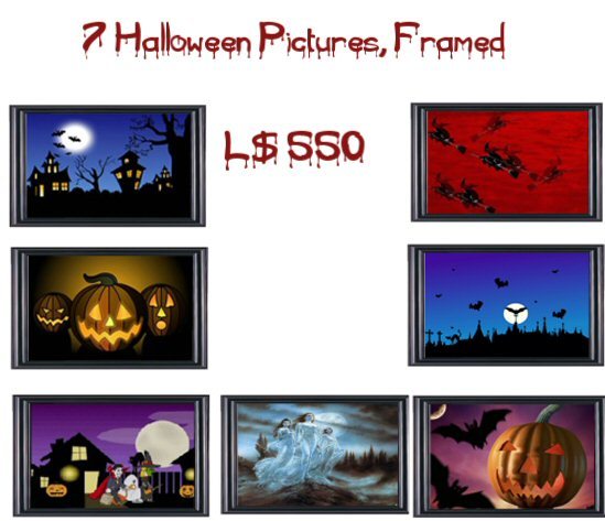 7 Halloween Pictures Framed 