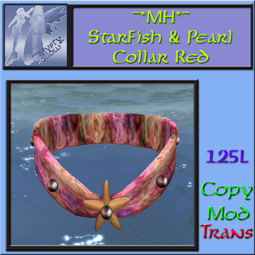~*MH*~ StarFish & Pearl Collar Red