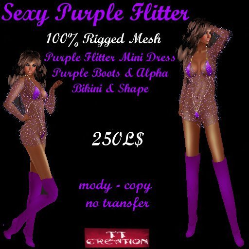 Sexy Purple Flitter Dress