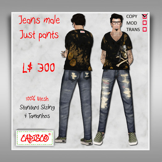 JEANS MESH MALE RIPPED CAPISCO ( Azul)