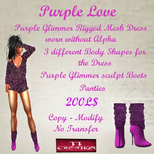 Purple Love RIGGED MESH Mini Dress