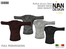 PROMO SUMMER 50% ---NIAN DESIGN Rolled Sleeves Shirt RIGGED MESH FULL PERM - Grey for male