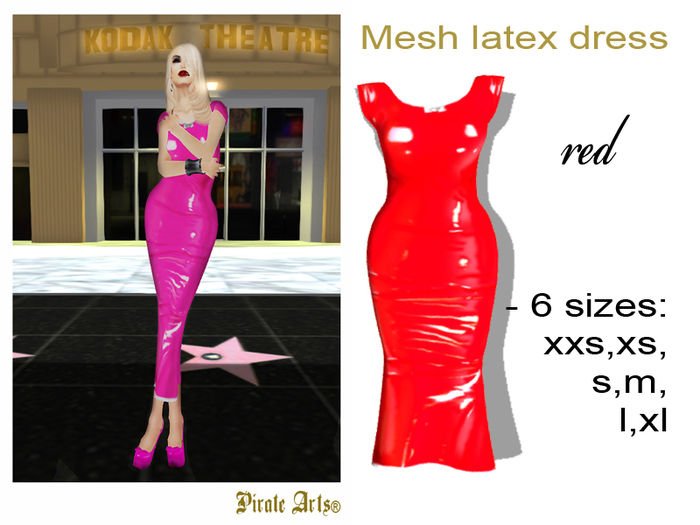 =PIA= Box MESH Latex Dress red