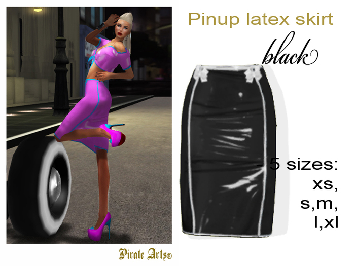 =PIA= Box Mesh pinup latex skirt black
