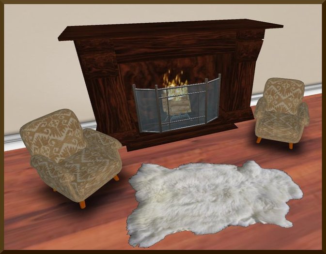 {RR} Armchair and Fireplace Set (With Rug)