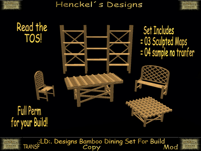 .:LD:. Designs Bamboo Dining Set For Build