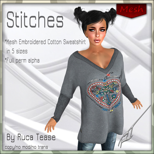 STITCHES MESH SWEATSHIRT BY RUCA TEASE