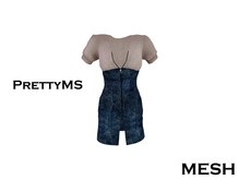 !@!PrettyMS!@!Sohee style denim grey blue zipper dress ops