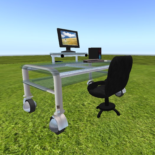 Computer Desk - Glass & Chrome with Chair & PC