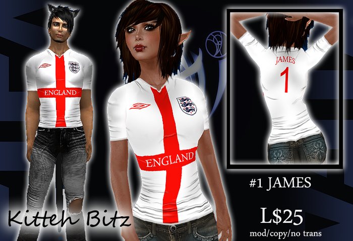::Kitteh Bitz:: England 2010 Shirt (#1 JAMES)