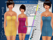 DEMO - LMC Mesh Templates - Mini Dress V - Fully rigged mesh zipper dress