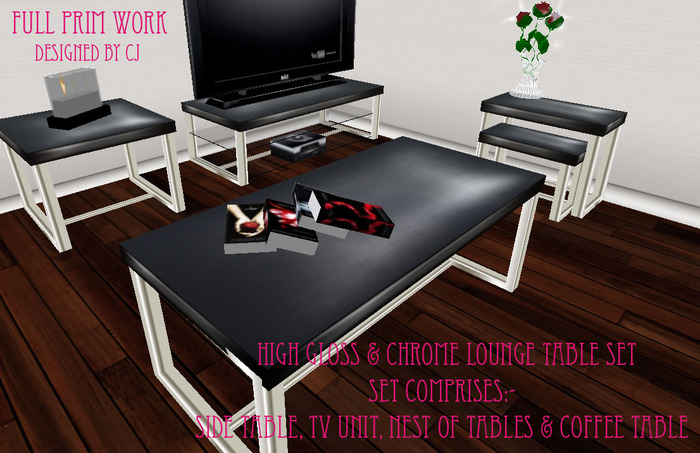 ::SSS:: High Gloss & Chrome Lounge Table Set (B)
