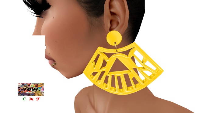 [7891.] - Space Earrings - Yellow (W\Resize)