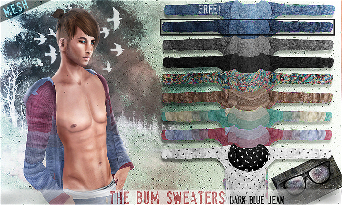 bleak .The Bum Sweater -Dark Blue Jean