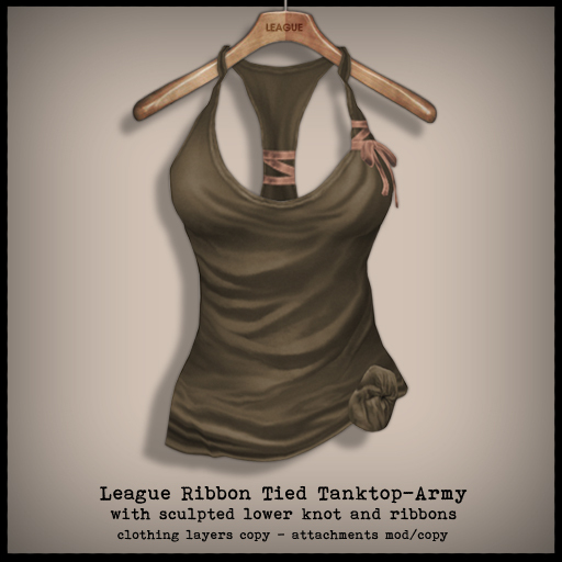 *League* Ribbon Tied Tanktop -Army