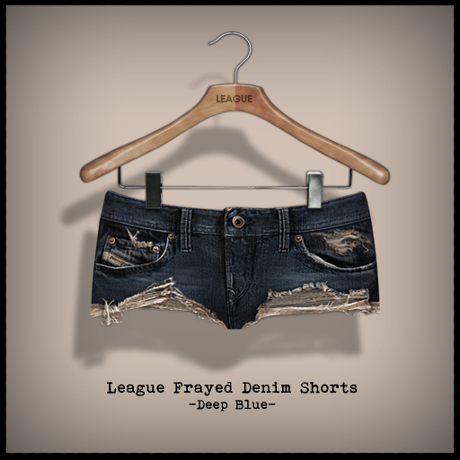 *League* Frayed Denim Shorts -Deep Blue