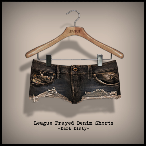 *League* Frayed Denim Shorts -Dark Dirty