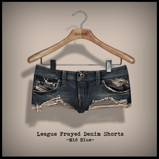*League* Frayed Denim Shorts -Mid Blue