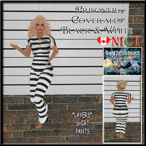 !SD! Prisoners Coveralls Womens - B&W