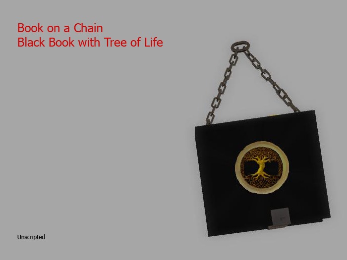Celtic Book on Chain, Black, Tree of Life