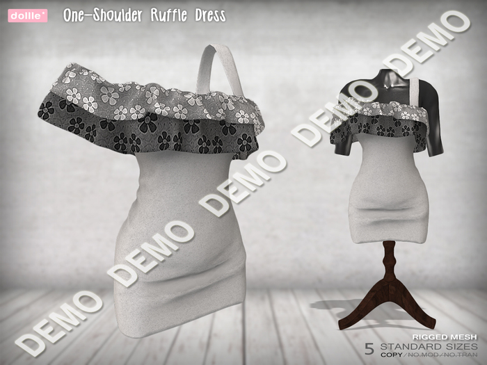 {dollle*} [DEMO] One-Shoulder Ruffle Dress