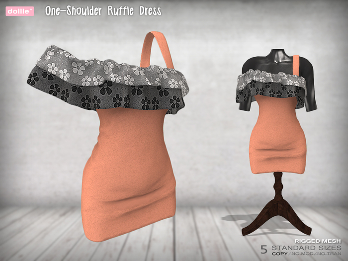 {dollle*} One-Shoulder Ruffle Dress - Orange