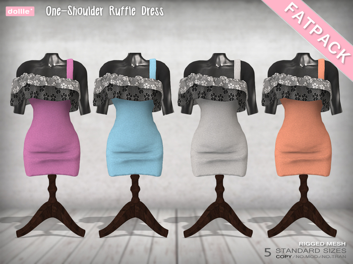 {dollle*} One-Shoulder Ruffle Dress - Fat Pack