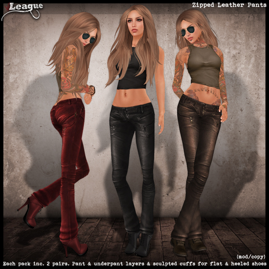 *League* Zipped Leather Pants -Diesel