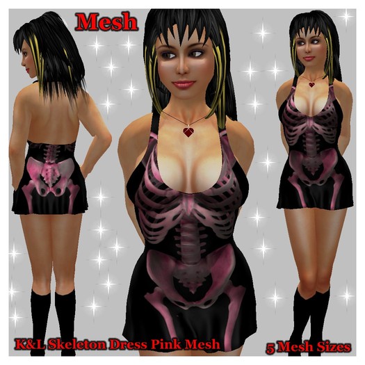 K&L Skeleton Dress Pink Mesh