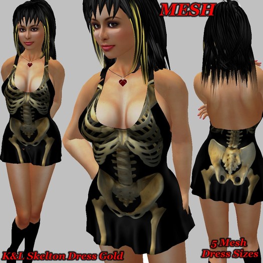 K&L Skeleton Dress Gold Mesh