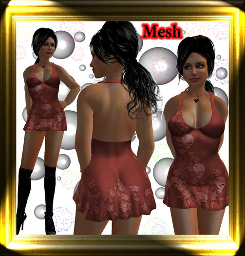 K&L Dress Skull Red Mesh