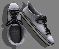 White / Black Canvas Sneakers Warn Look