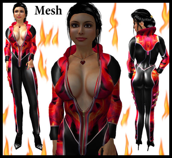K&L Catsuit Hellfire Mesh Red