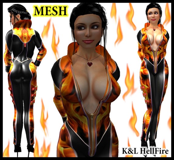 K&L Catsuit Hellfire Mesh Gold