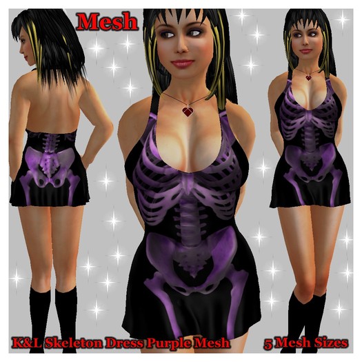 K&L Skeleton Dress Purple Mesh