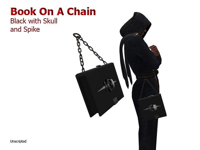 Evil Paladin Book on Chain, Black with Spiked Skull