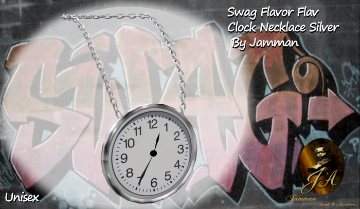 Big Clock Silver Swag Necklace