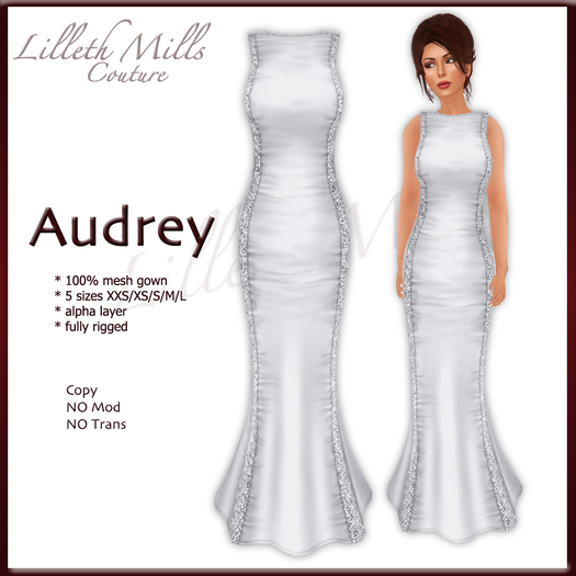 LMC Audrey - fully Rigged Mesh Gown - Silver