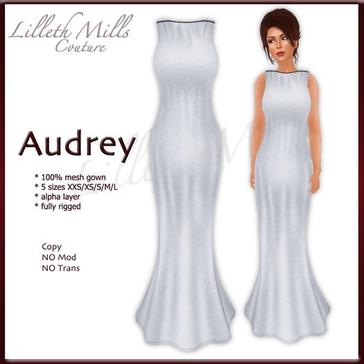 LMC Audrey - fully Rigged Mesh Gown - Ice