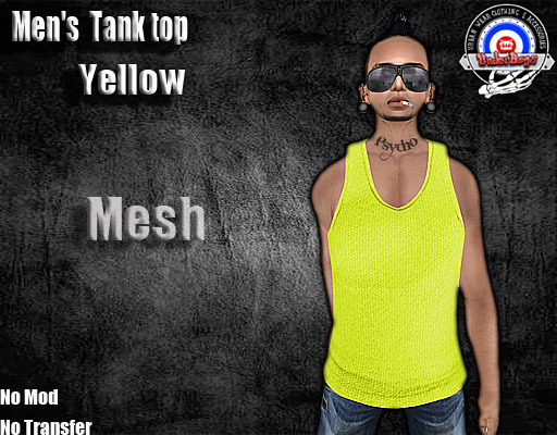 [UnderDogs] - Men's Neon Tank Top - Yellow - Mesh 