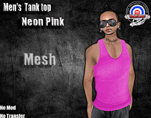 [UnderDogs] - Men's Neon Tank Top - Pink - Mesh
